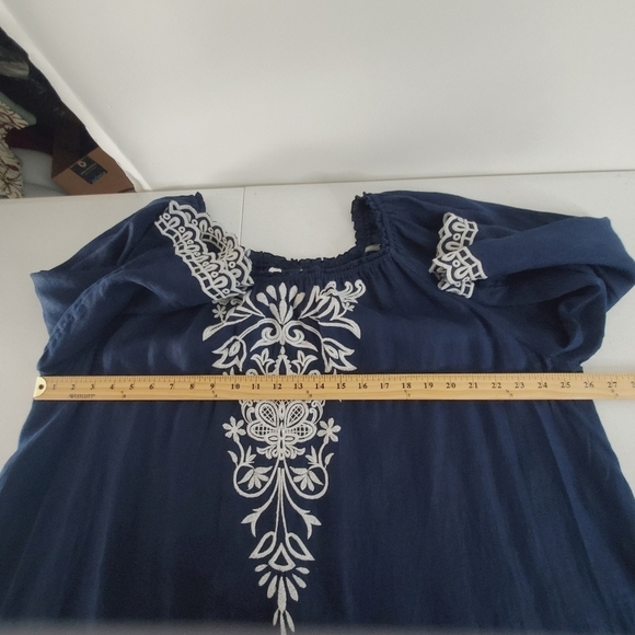 Charter Club 100% Linen Top Size 2X Embroidered Flowy Loose Kimono Sleeve Blouse - Picture 6 of 12